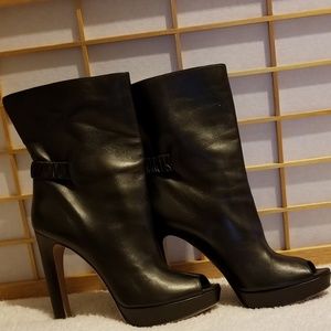 PRADA Milano Black leather high heel boots size 11